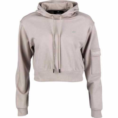 Calvin Klein CROPPED HOODIE béžová L - Dámská mikina Calvin Klein