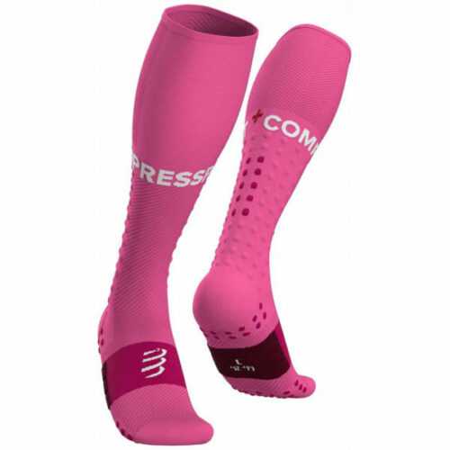 Compressport FULL SOCKS RUN růžová T1 - Kompresní běžecké podkolenky Compressport