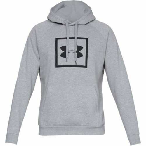 Under Armour RIVAL FLEECE BOX LOGO HOODIE šedá L - Pánská mikina Under Armour