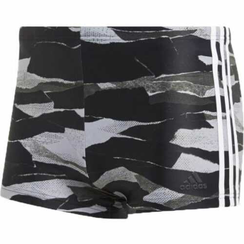 adidas FITNESS 3-STRIPES GRAPHIC SWIM BOXER šedá 6 - Pánské plavecké šortky adidas