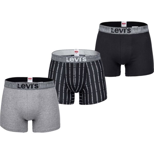 Levi's MEN BACK IN SESSION TRUNK 3P Černá S - Pánské boxerky Levi's