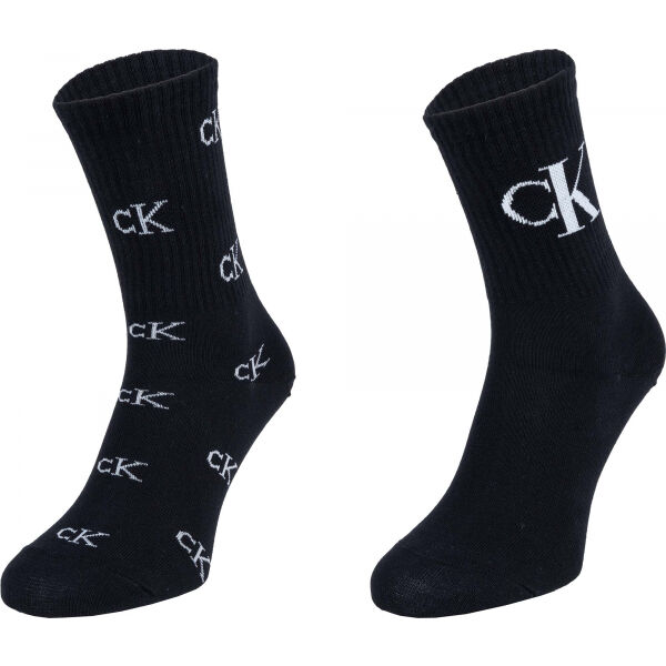 Calvin Klein 2PK ALLOVER MONOGRAM CASUAL CREW EDEN Černá UNI - Dámské ponožky Calvin Klein