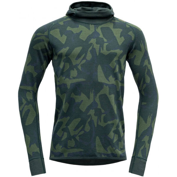 Devold KVITEGGA MAN HOODIE Tmavě zelená XL - Pánské triko s kapucí Devold