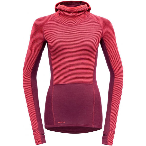 Devold TUVEGGA SPORT AIR WOMAN HOODIE Červená S - Dámské funkční triko Devold