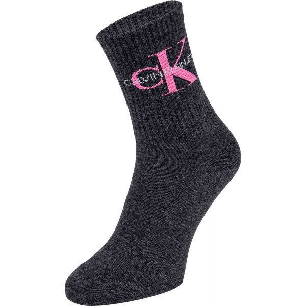 Calvin Klein WOMEN SHORT SOCK 1P JEANS LOGO BOWERY Tmavě šedá UNI - Dámské ponožky Calvin Klein