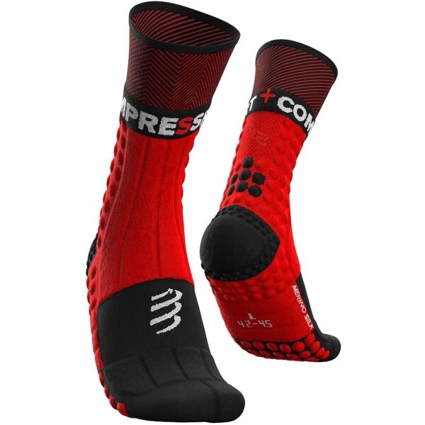 Compressport PRO RACING SOCKS WINTER TRAIL Červená T2 - Zimní běžecké ponožky Compressport