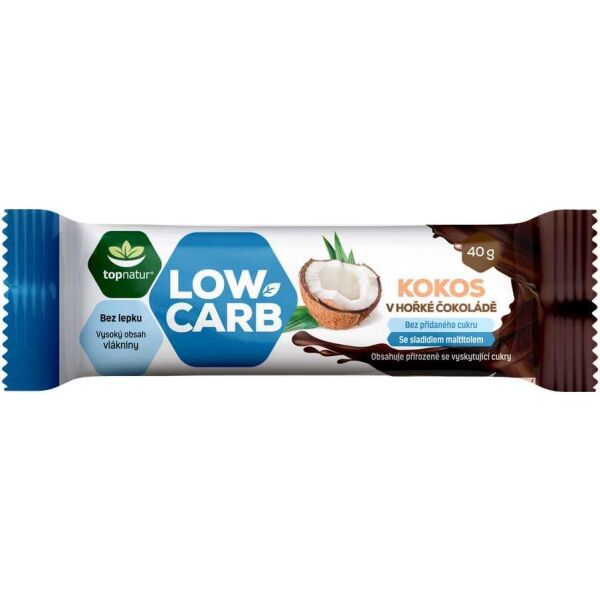 TOPNATUR LOW CARB 40 G KOKOS - HOŘKÁ ČOKOLÁDA Tyčinka